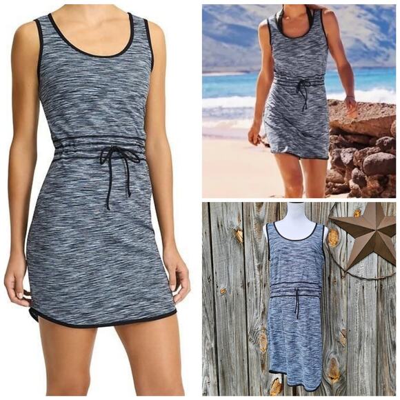 Activewear Dress Athleta Paddle Out Size M Blue Black Space Dye Stretch Tank - Picture 1 of 9